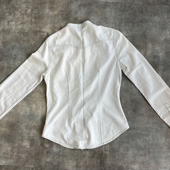 FOREVER 21 Studded Western Light Washed Out Denim Button Down Shirt - Picture 3 of 3